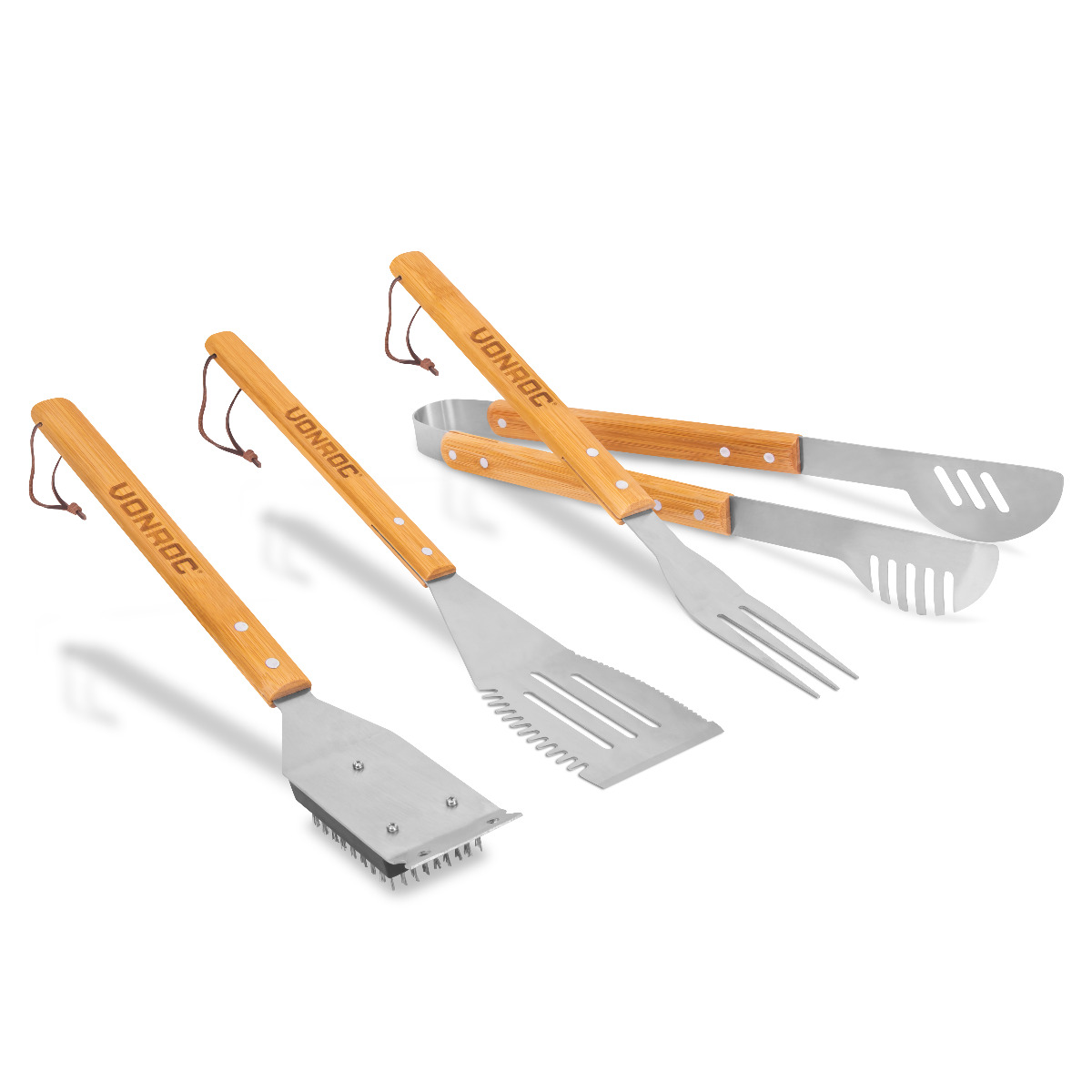 Set ustensile gratar – Otel inoxidabil | Incl. Cleste, furca,