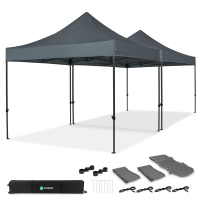 Easy-Up Party Tent – 6x3 m | Set incl. 2x Party Tent and 1x Connection Kit - Grey