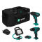 Set scule cu acumulatori 20V - 2.0Ah | Incl. 2 masini, lampa de lucru LED, 2 baterii si incarcator rapid