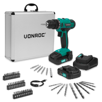 Cordless Drill 20V | Incl. 2x 2.0Ah Battery, Charger, and 46 accessories in premium case