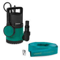 Submersible Pump 300W – 6500l/h - Clean and slightly polluted water | Complete set incl. 10m layflat hose 