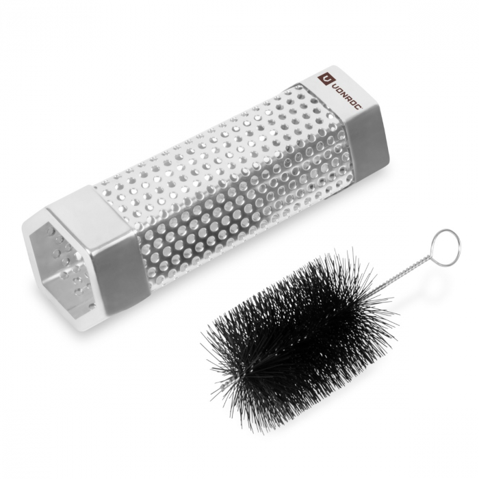 Tub pentru afumat BBQ – otel inoxidabil | Incl. perie de curatare main product photo